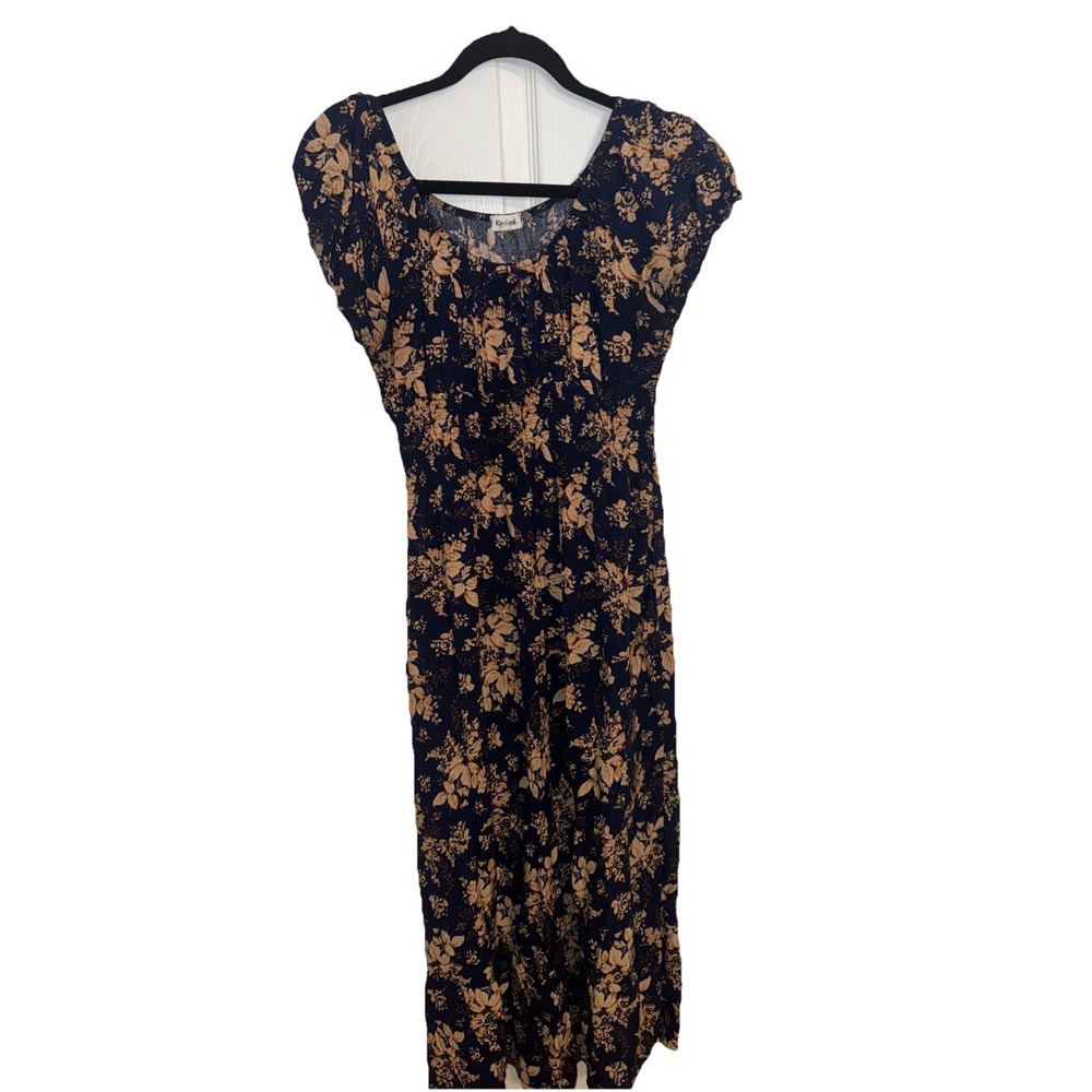 Kindred Anthropologie Navy Floral Tiered Cottagecore Milkmaid Maxi Dress Sz XL
